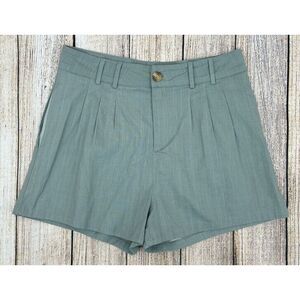 Listicle Shorts Size Large Cotton Blend Pleated Front Sage Green Lightweight NWT